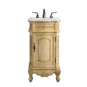 Simply Living 19 in. W x 19 in. D x 36 in. H Bath Vanity in Antique Beige with Ivory White Engineered Marble