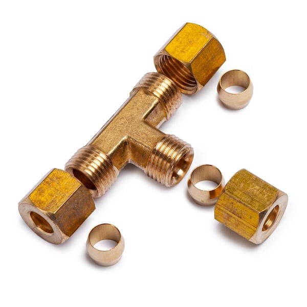 LTWFITTING 1/4 in. O.D. Comp Brass Compression Tee Fitting (5-Pack