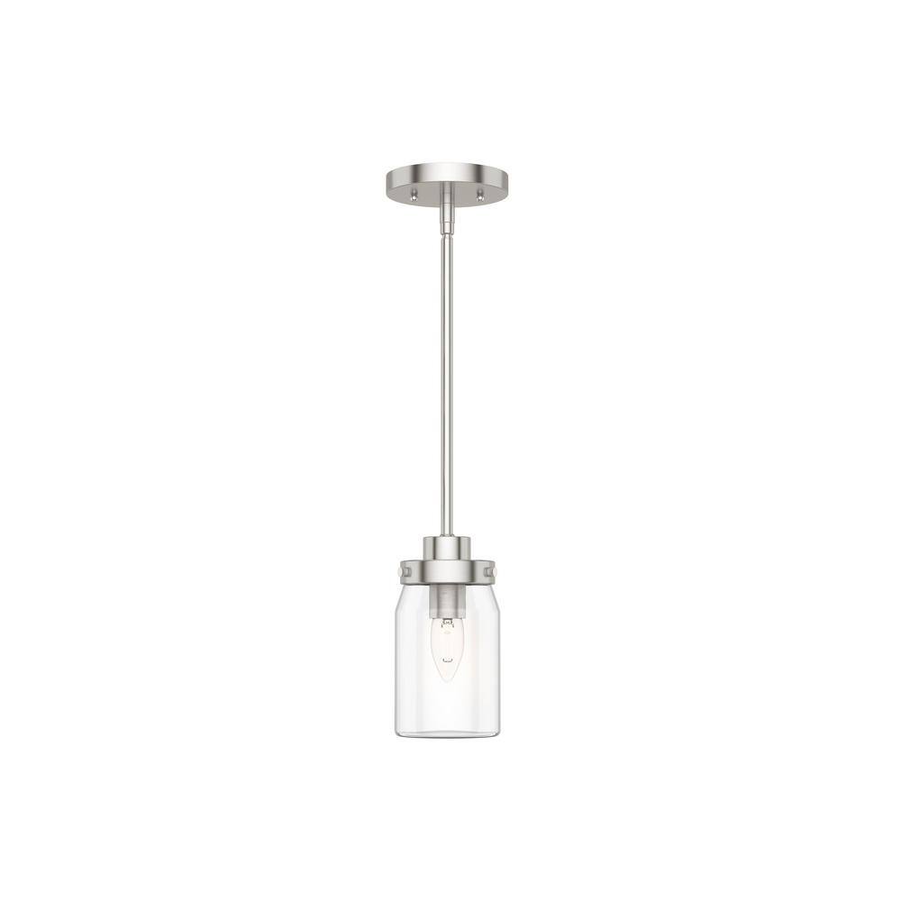 Rustic Farmhouse Mini Jar Pendant Light in Brushed Nickel