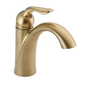 Lahara Single-Handle Single Hole Bathroom Faucet with Metal Drain Assembly in Brushed Gold
