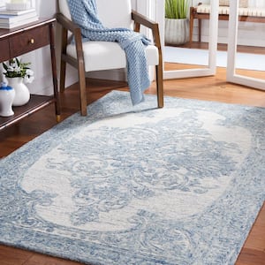 Metro Blue/Ivory 8 ft. x 10 ft. High-low Floral Area Rug