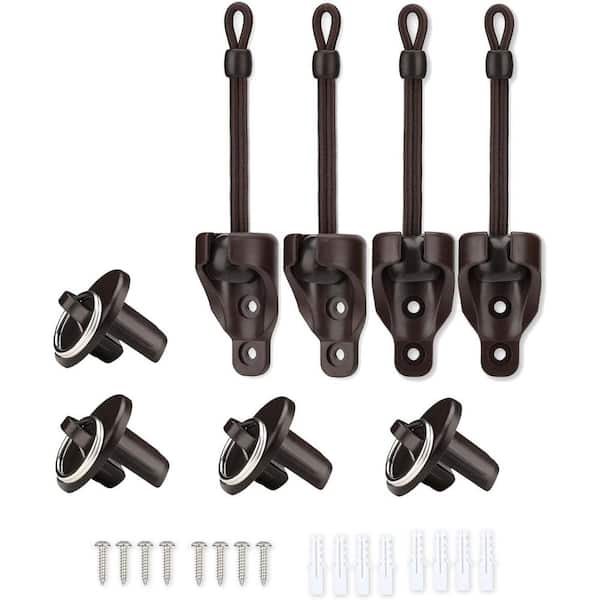 2 Set Brown Sun Shade Replacement Parts, Tie Downs and End Cap with Ring Kit, Weather Resistant for Outdoor Blinds
