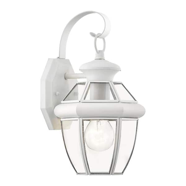 AVIANCE LIGHTING Aston 12.5 in. 1-Light White Outdoor Hardwired Wall Lantern Sconce with No Bulbs Included