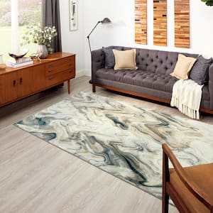Wavelength Neutral 6 ft. x 9 ft. Abstract Area Rug