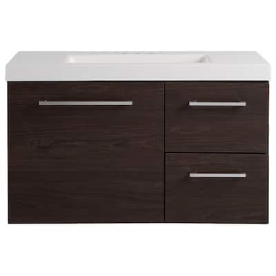Larissa 37 in. W x 19 in. D Bathroom Vanity in Elm Ember with Cultured Marble Vanity Top in White with White Sink
