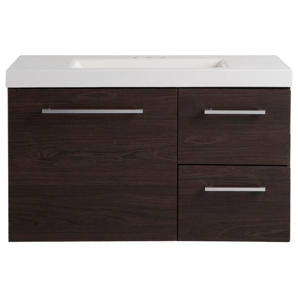 Domani Larissa 37 in. W x 19 in. D Bathroom Vanity in Elm Ember with Cultured Marble Vanity Top in White with White Sink