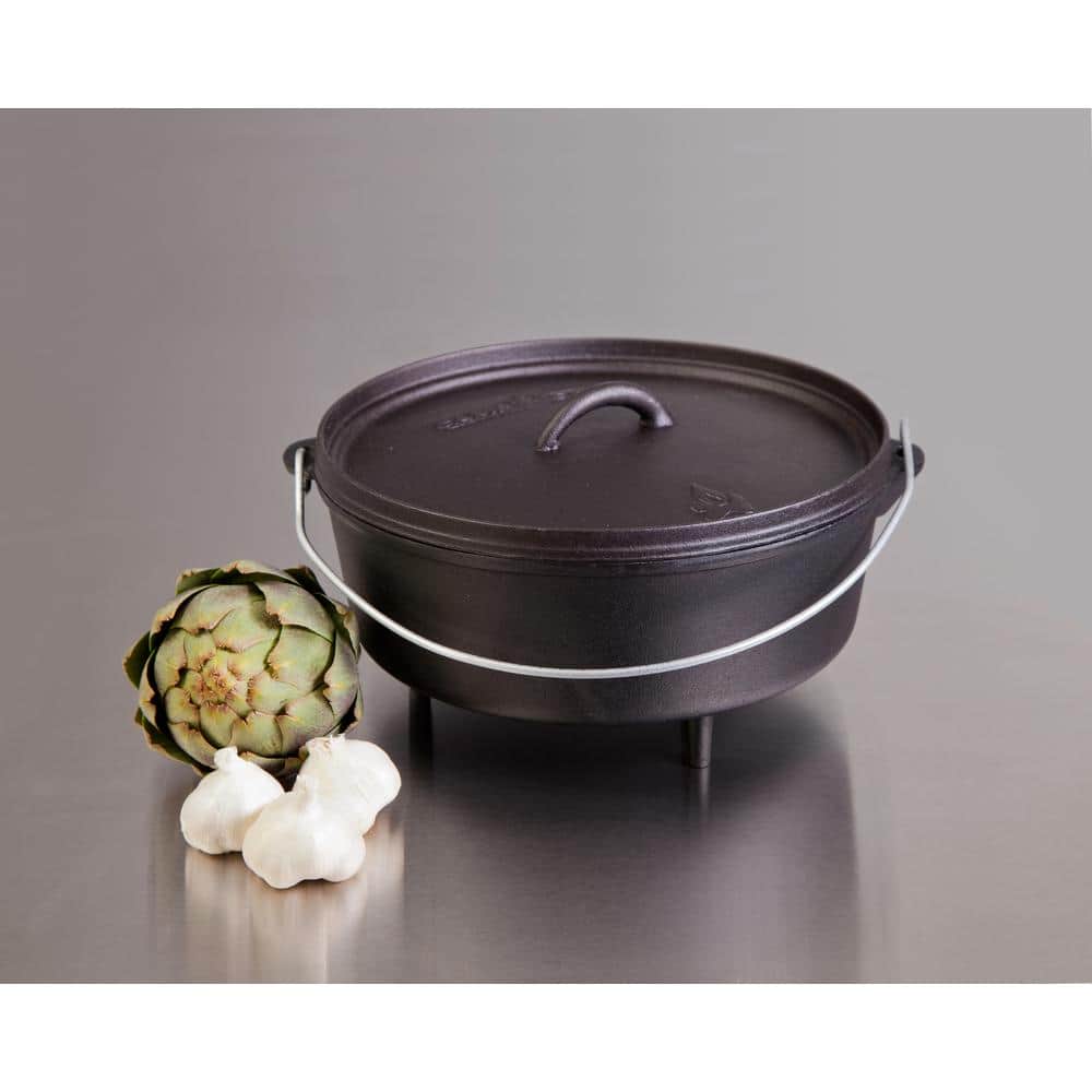 Black 12" Cast Iron Non-Stick Dutch Oven, 6 Quarts