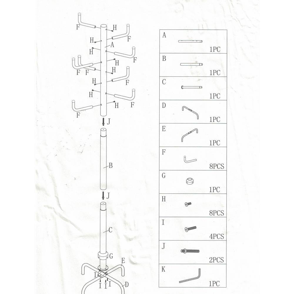 Black 8-Hook Coat Rack - thumbnail 3