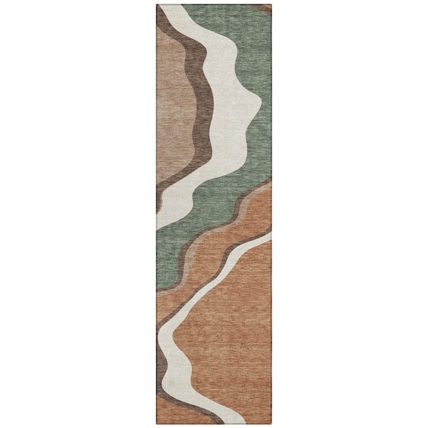 Chantille Machine Washable Indoor/Outdoor Abstract ACN2386 Copper 2 ft. x 7 ft. Runner Rug