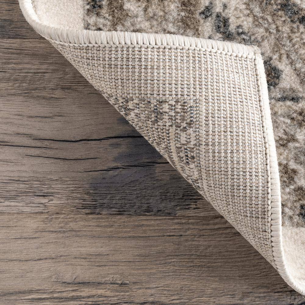 Becca Beige Synthetic Traditional Tiled Runner Rug