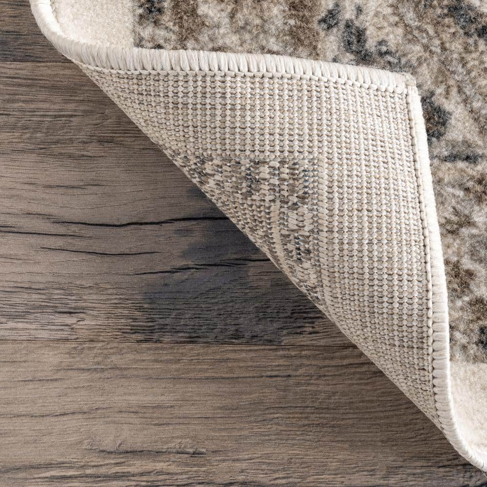 Becca Beige Synthetic Traditional Tiled Runner Rug