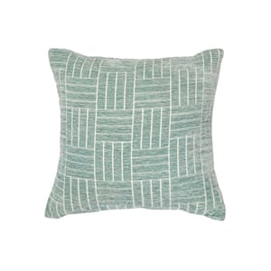 Oberon Staggered Stripe Throw Pillow18 in. x 18 in. Blue Surf