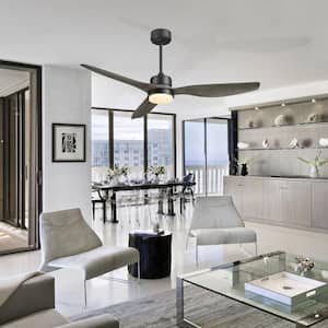 52 in. Integrated LED Light Indoor Gray Finished Reversible Smart Ceiling Fan with Remote Control And 6-Speed DC Motor