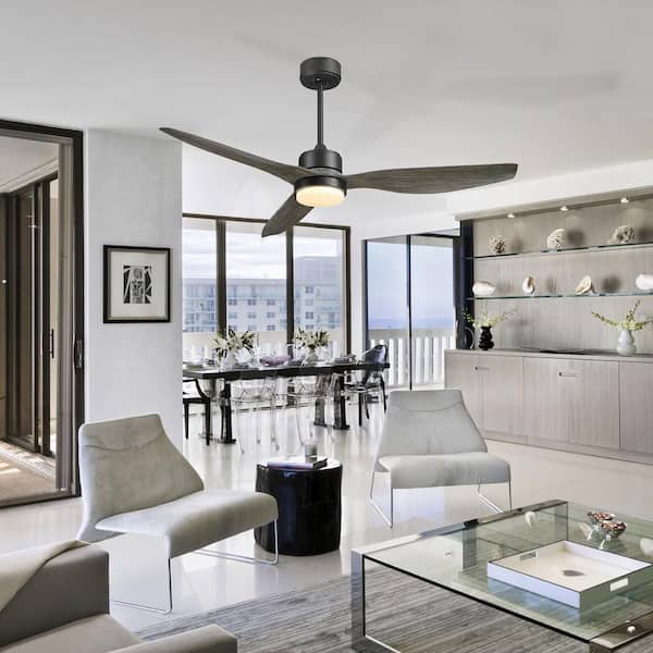 52 in. Integrated LED Light Indoor Gray Finished Reversible Smart Ceiling Fan with Remote Control And 6-Speed DC Motor