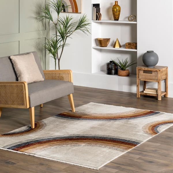 2 ft. 6 in. x 8 ft. Beige Waverley Distressed Circles Fringe Runner Rug