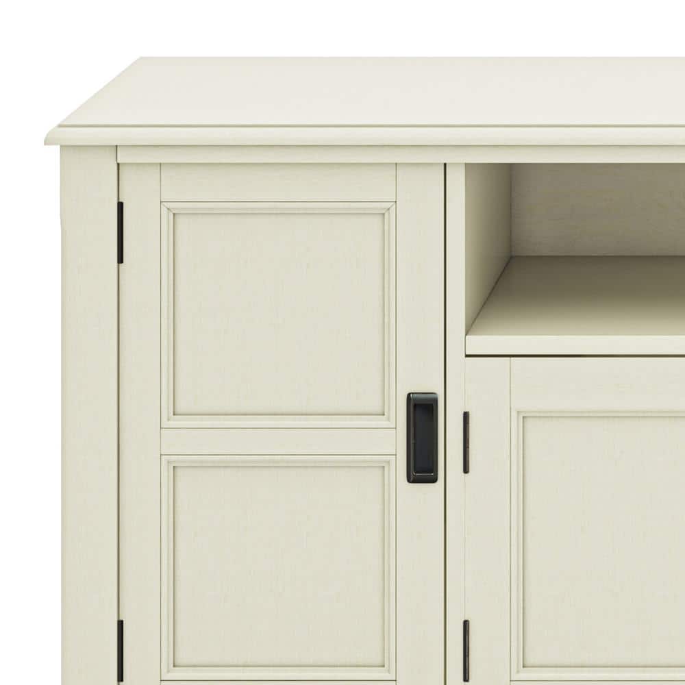 Antique White 72" Solid Wood TV Media Stand with Cabinets