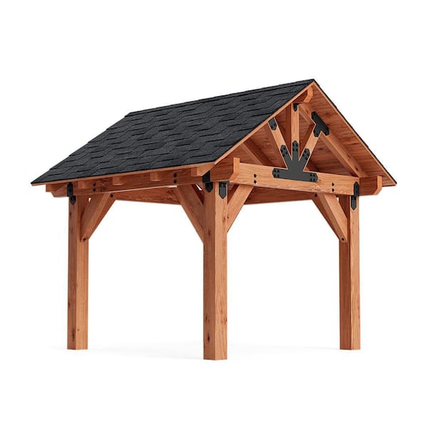 Pro Assembled Gable 14 ft. x 14 ft. Premium Heavy North American Timber Outdoor Patio Shade Pavilion with Solid Posts