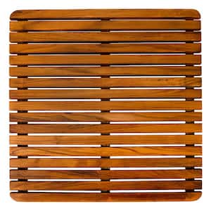 Nordic Style 24.01 in. L x 24.01 in. W x .9 in. H Square Teak Indoor and Outdoor Shower/Sauna/Tub Accessory in Brown