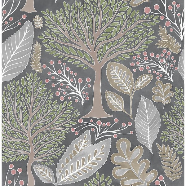 Advantage Kiah Grey Forest Matte Non-Pasted Non-Woven Wallpaper Sample