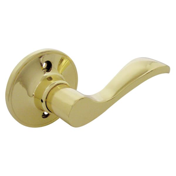 Faultless Wave Polished Brass Right-Hand Dummy Door Lever