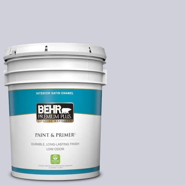 BEHR PREMIUM PLUS 5 gal. #620E-2 Naturally Calm Satin Enamel Low Odor Interior Paint & Primer