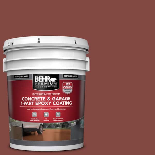 BEHR PREMIUM 5 gal. #S140-7 Deco Red Self-Priming 1-Part Epoxy Satin Interior/Exterior Concrete and Garage Floor Paint