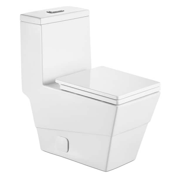 BNK New Style Double Flush 1 Piece 0.8 / 1.28 GPF White Double pumping Square Toilet With Chair