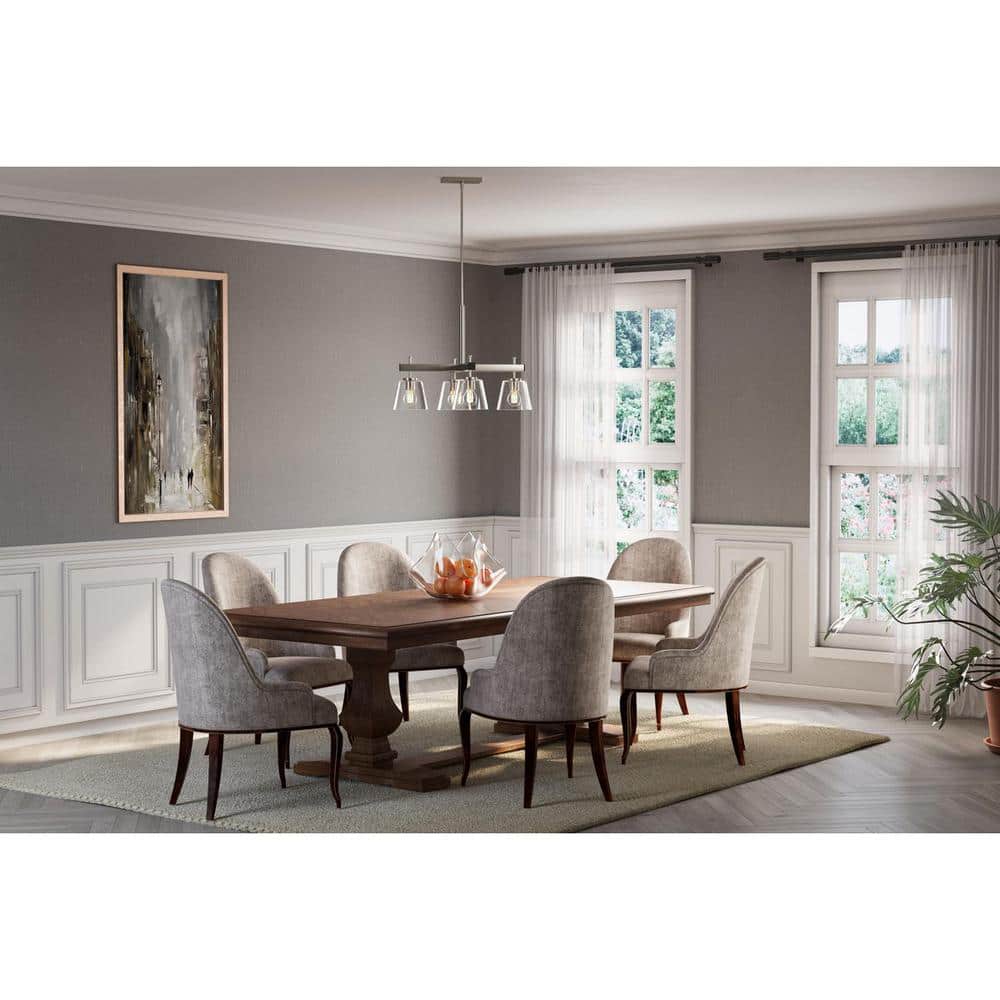 Saffert Brushed Nickel 4-Light Chandelier with Clear Glass Shades