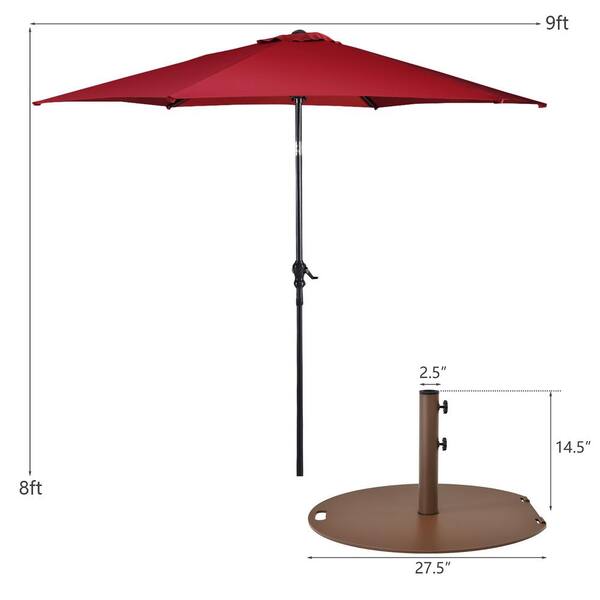 9 patio umbrella wine Outsunny 9' X 7' Solar Umbrella, Led Lighted For Table Or Base With Tilt & Crank, Outdoor Umbrella For Garden, Deck, Backyard, Pool, Elevate your outdoor comfort with this 9 ft ANGELES HOME 9 ft. Iron
