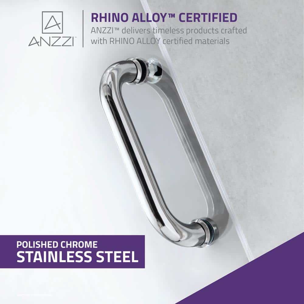 ANZZI 72" x 30" Frameless Polished Chrome Hinged Shower Door