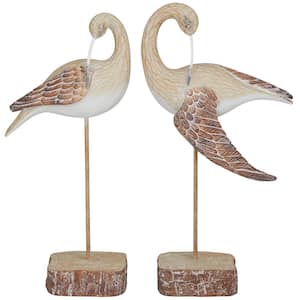 Brown Polystone Bird Sculpture (Set of 2)