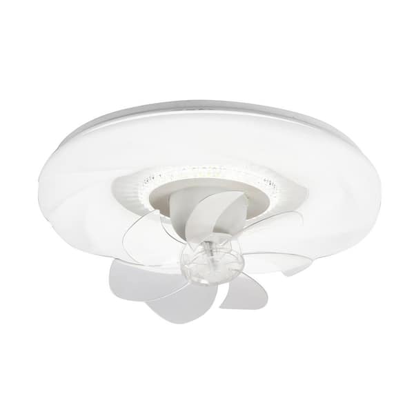 Oaks Aura Bella 20 in. LED Indoor Italian Cream Low Profile Ceiling Fan with Light, 360-Degree Rotate Dual Control Flush Mount