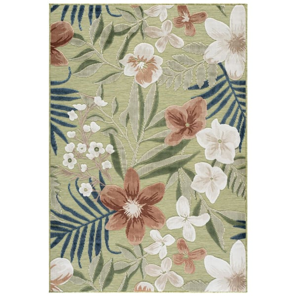 Cabana 4 x 6 Green/Multi Floral Area Rug