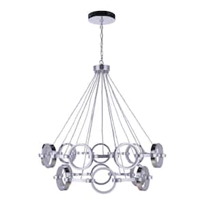 Context 15-Light Dimmable Integrated LED Chrome Finish Ring Shaped Lighting Chandelier Pendant for Kitchen/Dining/Foyer