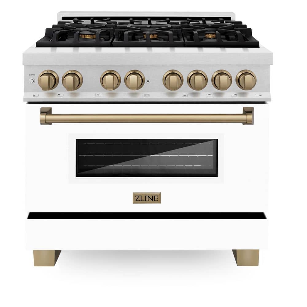 Autograph 36 in. Legacy Dual Fuel Range with 6 Burners and Electric Oven in Satin Steel with White and Bronze Accents price history on PriceWatchPro
