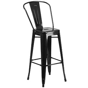 30.25 in. Black Metal Bar Stool