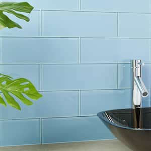 Contempo Blue Gray Polished 4 in. x 12 in. x 8 mm Glass Subway Tile (15 pieces 5 sq.ft/Box)