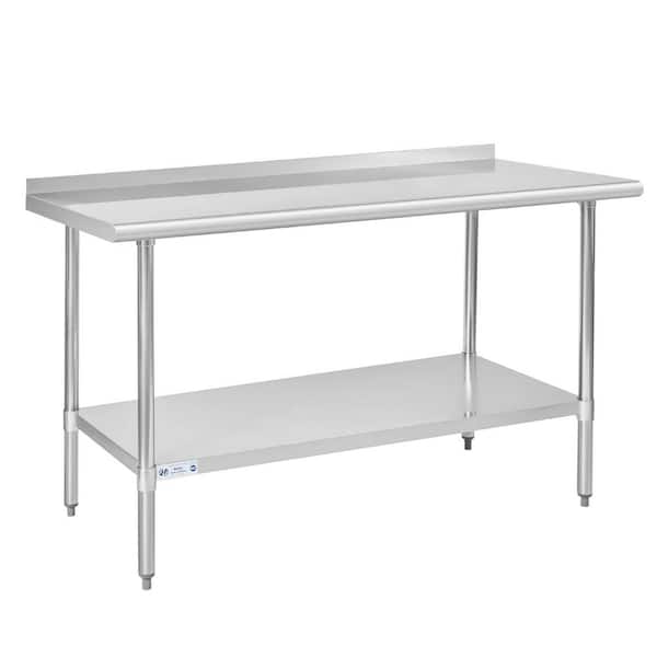 60 in. Silver Stainless Steel Cookware Organizer Table with Adjustable Undershelf for Commercial Kitchen, Restaurant