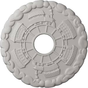 1 in. x 18-1/2 in. x 18-1/2 in. Polyurethane Kendall Train Station Ceiling Medallion, Ultra Pure White