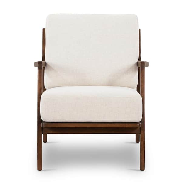 Poly and Bark Verity Linen White Fabric Lounge Chair