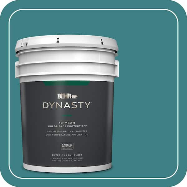 BEHR DYNASTY 5 gal. #510D-7 Pacific Sea Teal Semi-Gloss Exterior Stain-Blocking Paint & Primer