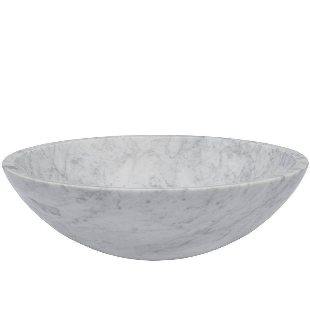 17'' White Carrara Marble Round Above-Counter Bathroom Sink