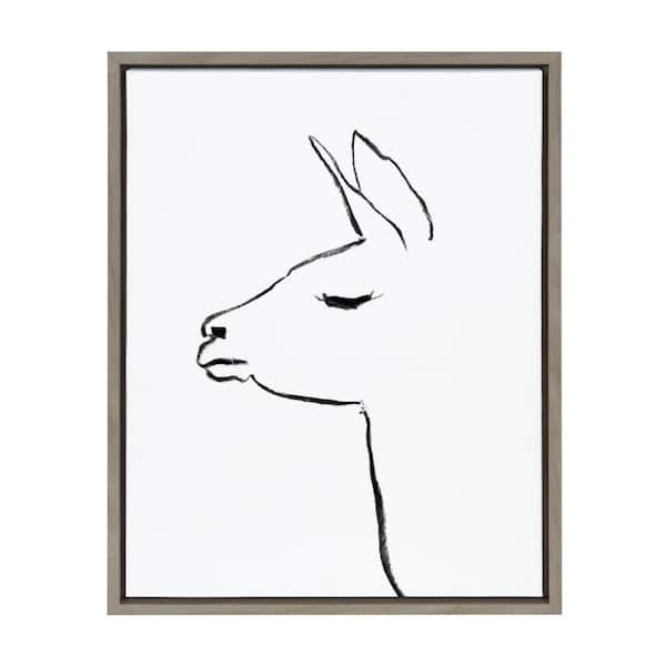 Kate and Laurel Sylvie "Minimalist Llama" by Teju Reval of SnazzyHues Framed Canvas Animal Wall Art 24 in. x 18 in.