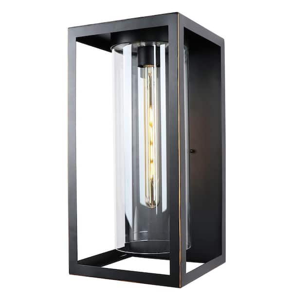 Unbranded 1 Light 18 in. Outdoor Imperial Black Wall Lantern Sconce