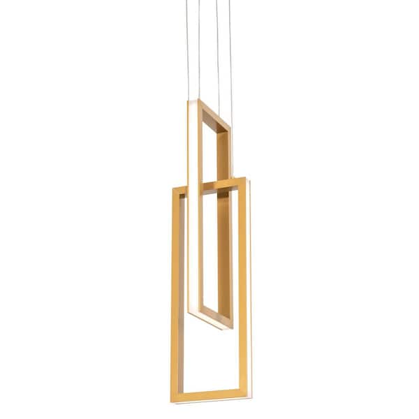 AFX Cole 24-Watt Integrated LED Gold Geometric Pendant with Acrylic Shade