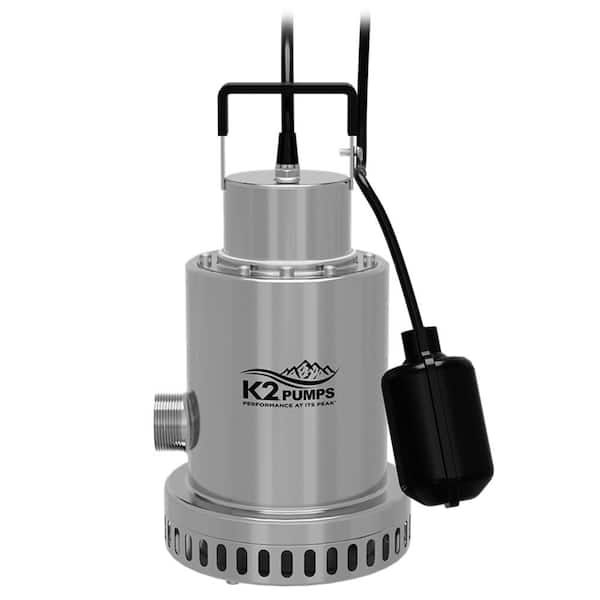 K2 PRO 1/2 HP Stainless Steel Sump Pump with Piggyback Tethered Switch