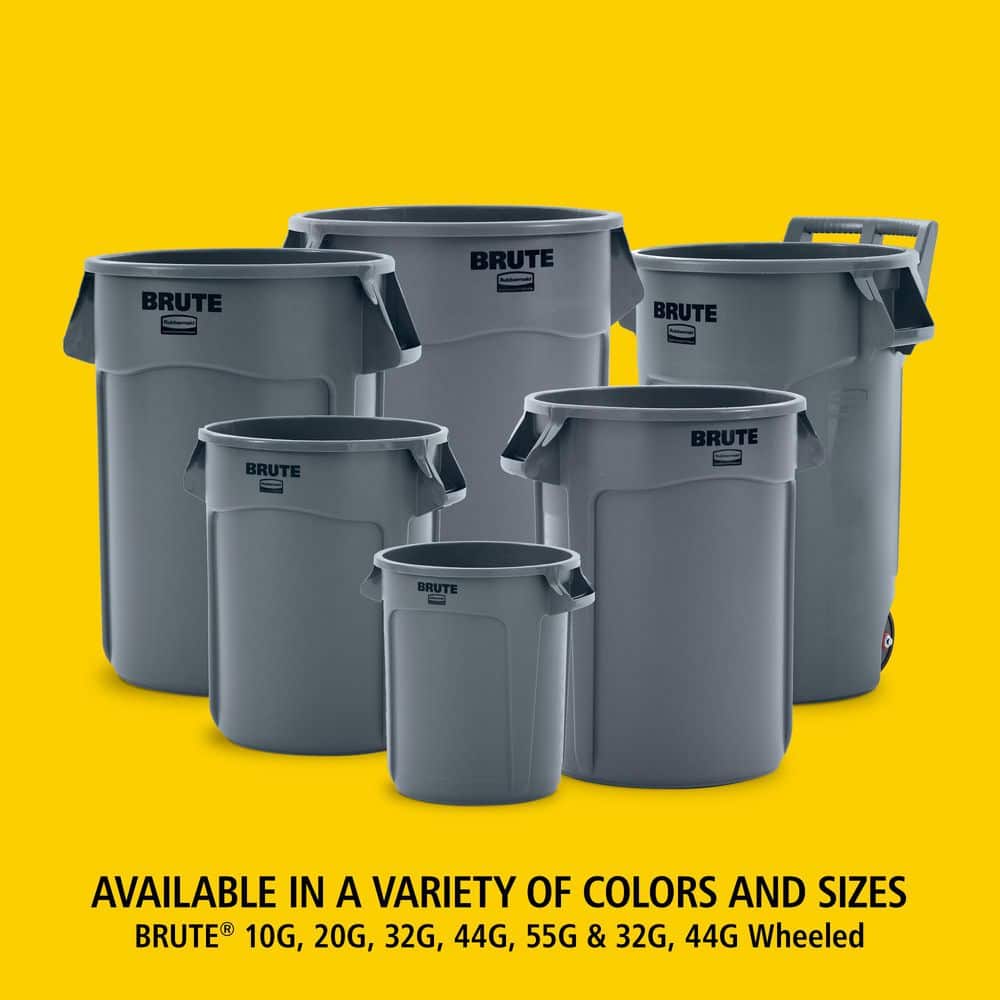 Gray 32-Gallon Heavy-Duty Plastic Trash Can with Lid