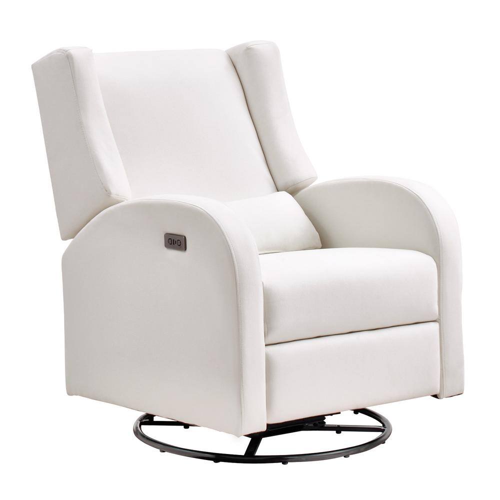 Electronic Power Recliner White Plastic Outdoor Rocking Chair with CushionGuard Cushion Swivel Glider, Recliner Chair