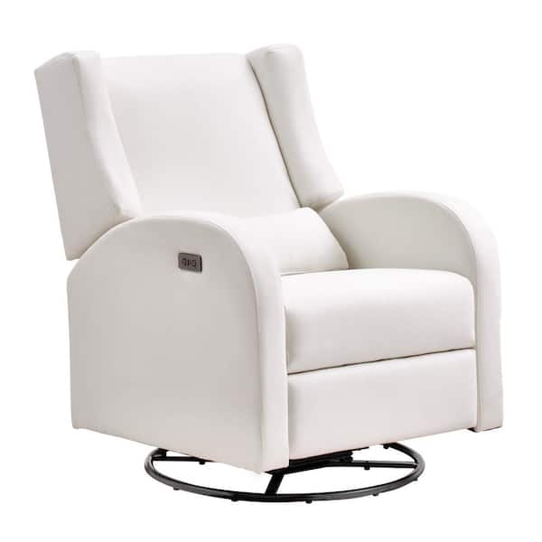 SKYSHALO Electronic Power Recliner White Plastic Outdoor Rocking Chair with CushionGuard Cushion Swivel Glider, Recliner Chair