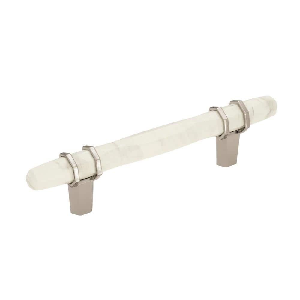 Marble White and Polished Nickel Cabinet Pull Bar